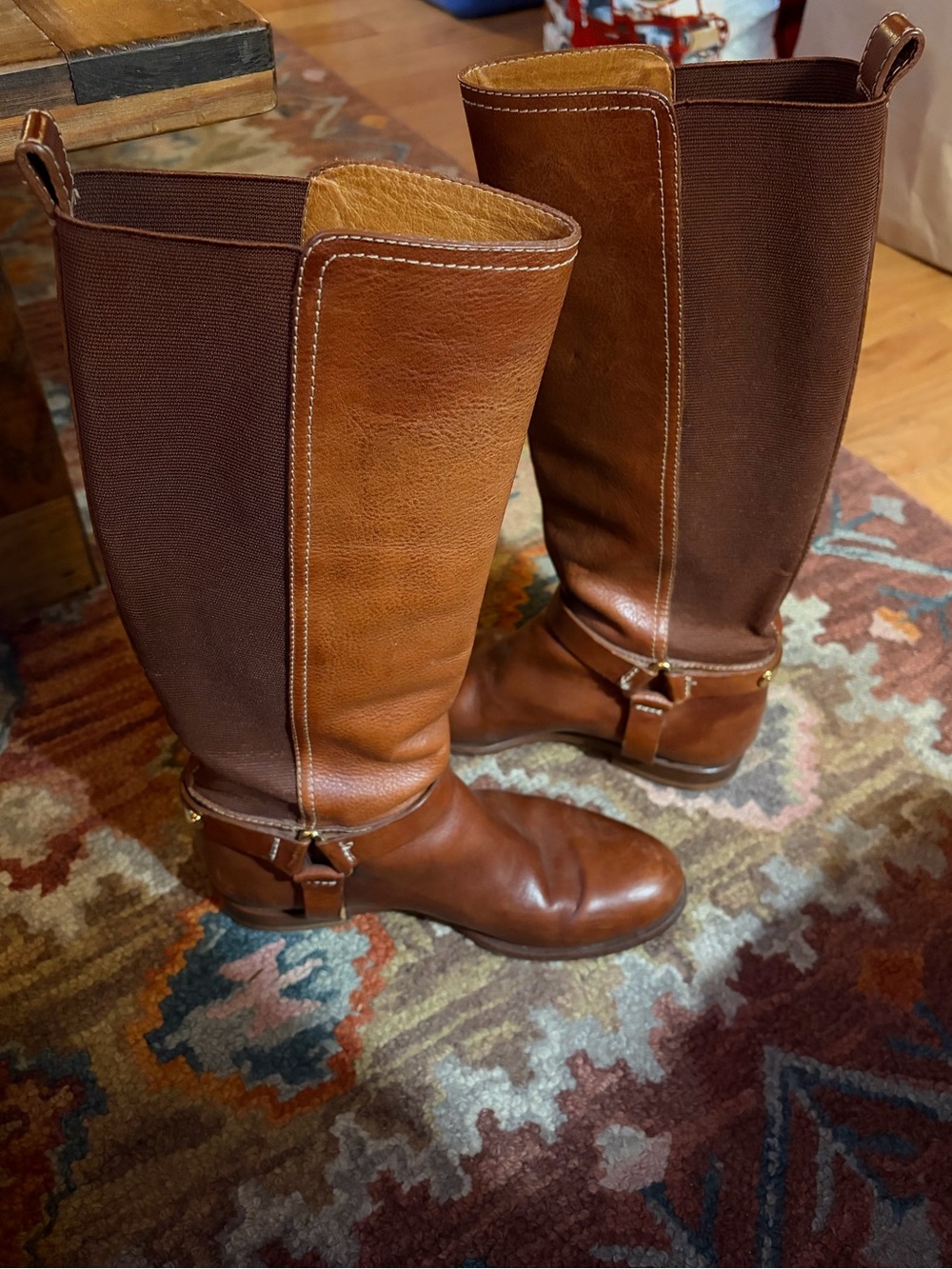 Ralph Lauren Purple Label Tall Leather Riding Boots in Brown